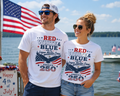 Red White & Blue with my Logan Martin Crew. America 250 4th of July short sleeve white t-shirt