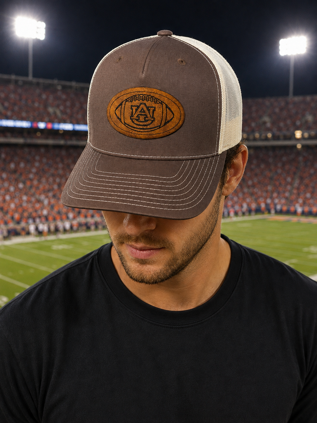 Auburn Football Leather Patch Hat
