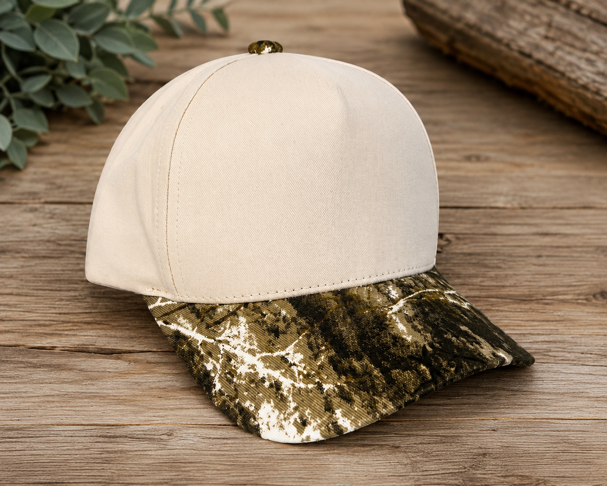 Camo Hat, snapback with matching bill and button