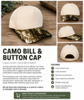 Camo Hat, snapback with matching bill and button