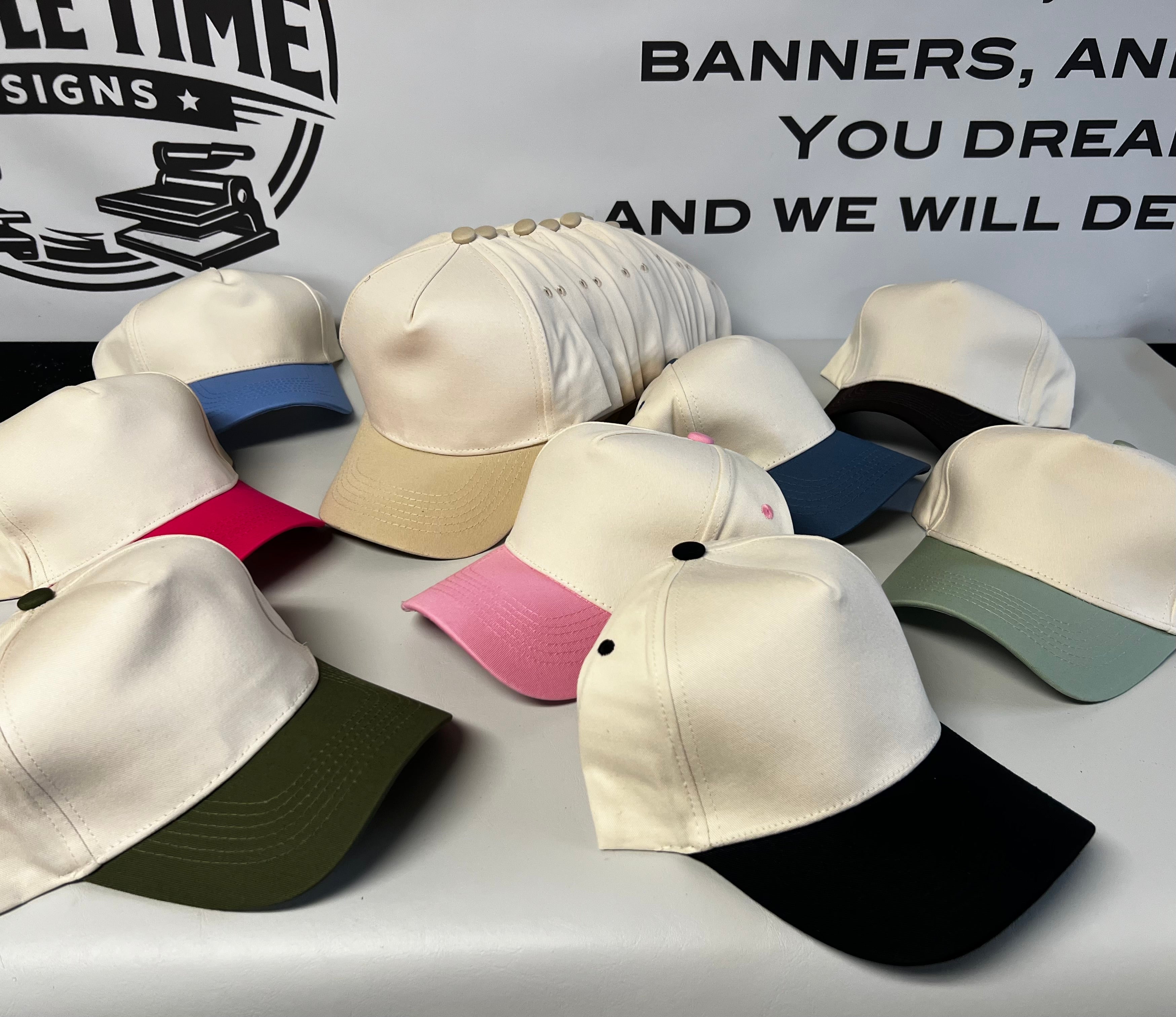 Hat Blanks - Structured, 5 Panel, Two-Toned Cotton Weave Snap Back
