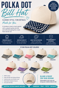 Polka Dot cream and color snapback adjustable fit cotton hats