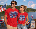 "CLEAR CREEK CREW RED WHITE BLUE 250 " 4TH OF JULY SHIRT - RED SHIRT