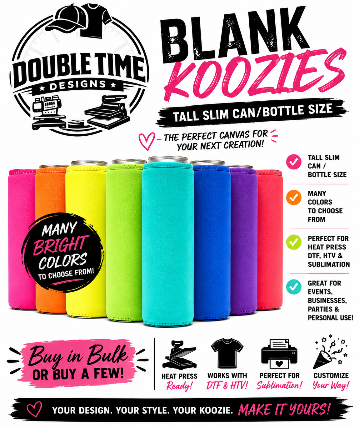 Koozie BLANKS 10 for $10 tall slim size